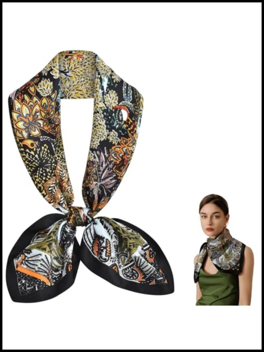 Large Silk Feeling Hair Scarf Bandanas for Women Elegant Silky Satin Neck